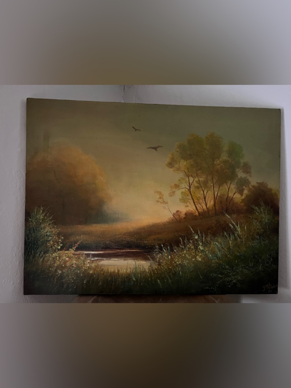 Original neutral landscape painting oil on canvas